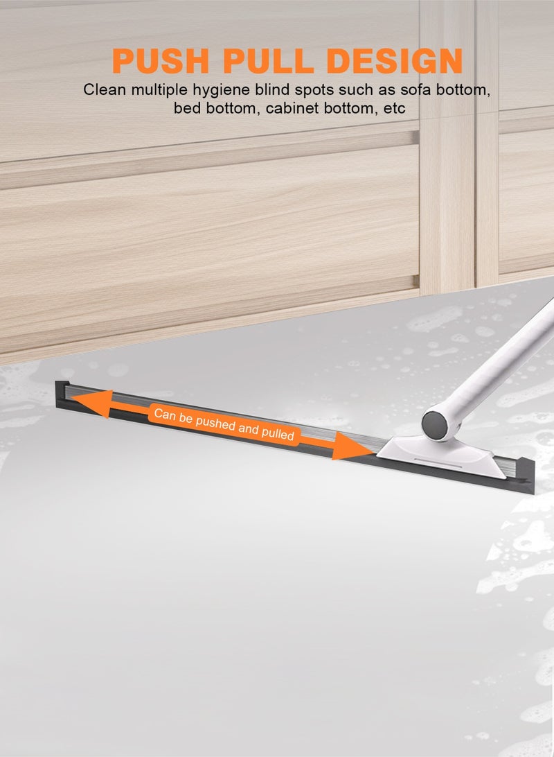 HomarKet Multifunction Magic Broom, Squeegee Broom for Floor, Rubber Silicone Broom with Small Cleaning Brush for Floor Cleaning, Magic Broom Sweeper for Living Room, Kitchen, Bathroom-Easy Dry The Glass (Grey, 45.3 INCH) - Image 4